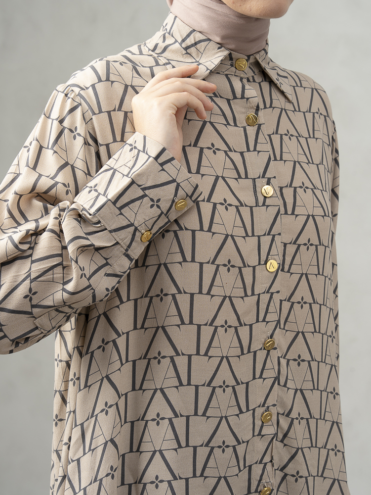 [BUNDLE] Laiqa Shirt Khaky + Noura Scarves Black