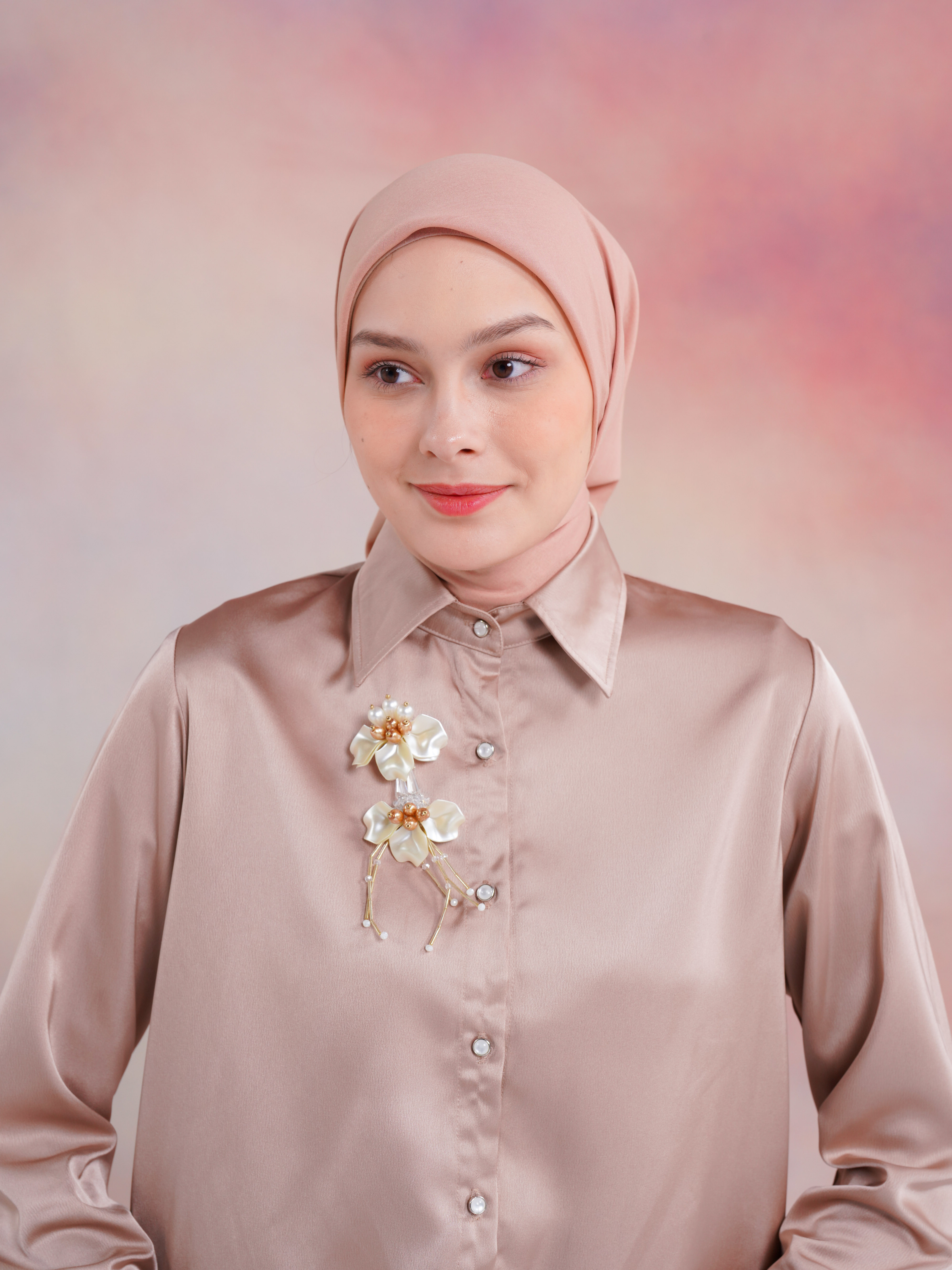 [BUNDLE] Laiqa Shirt Maroon + Noura Scarves Mauve