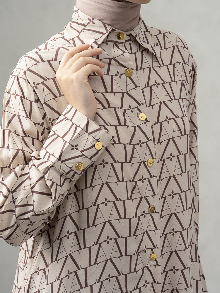 [BUNDLE] Laiqa Shirt Beige + Noura Scarves Taupe