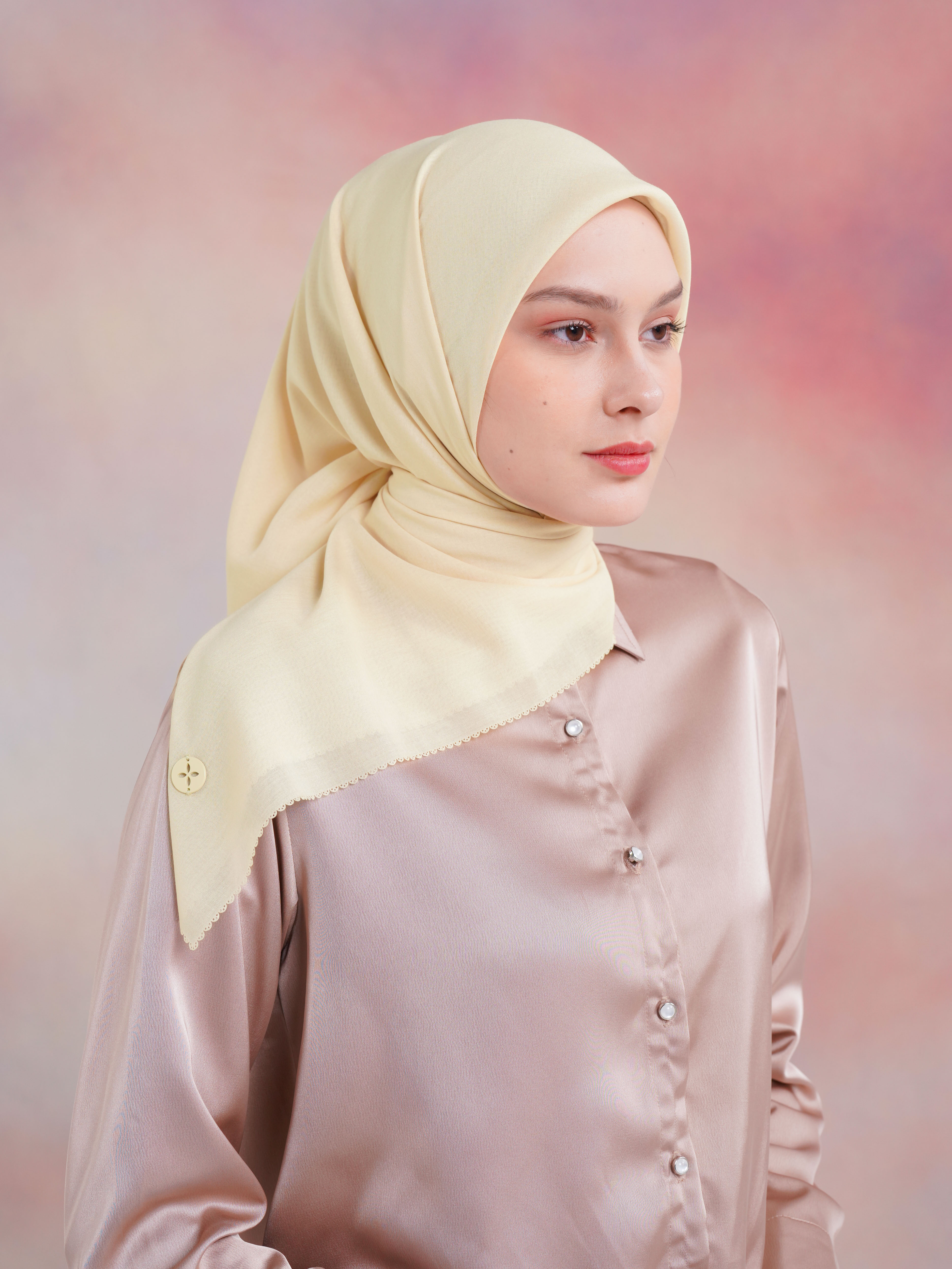 [BUNDLE] Liora Shirt Brown + Noura Scarves Broken White