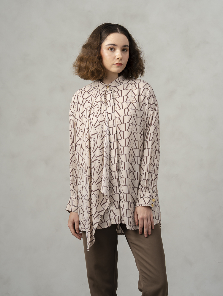 [BUNDLE] Liora Shirt Beige + Noura Scarves Black