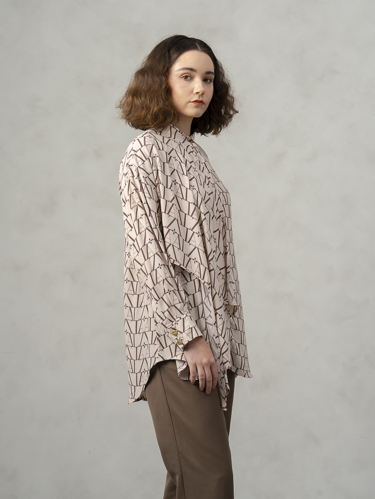 [BUNDLE] Liora Shirt Beige + Noura Scarves Black