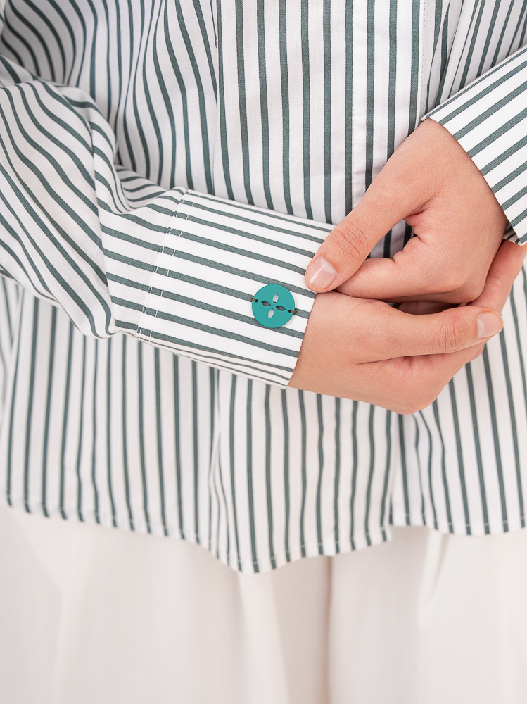 [BUNDLE] Amara Shirt Green + Liam Bootcut Denim Stone Blue