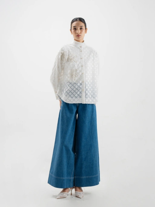 Image of Kez Organza Shirt White