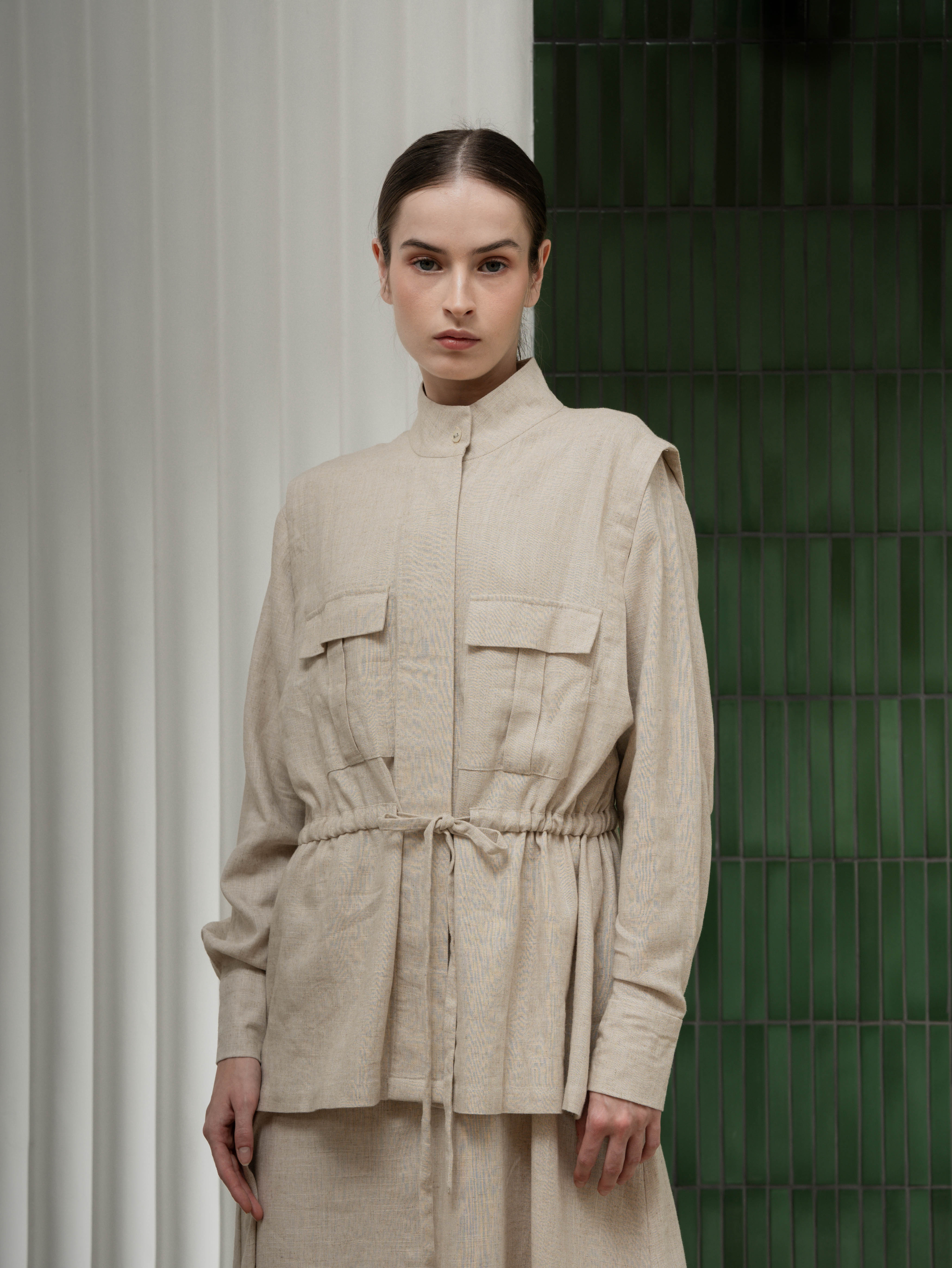 Roe Dress Set Vest Creme