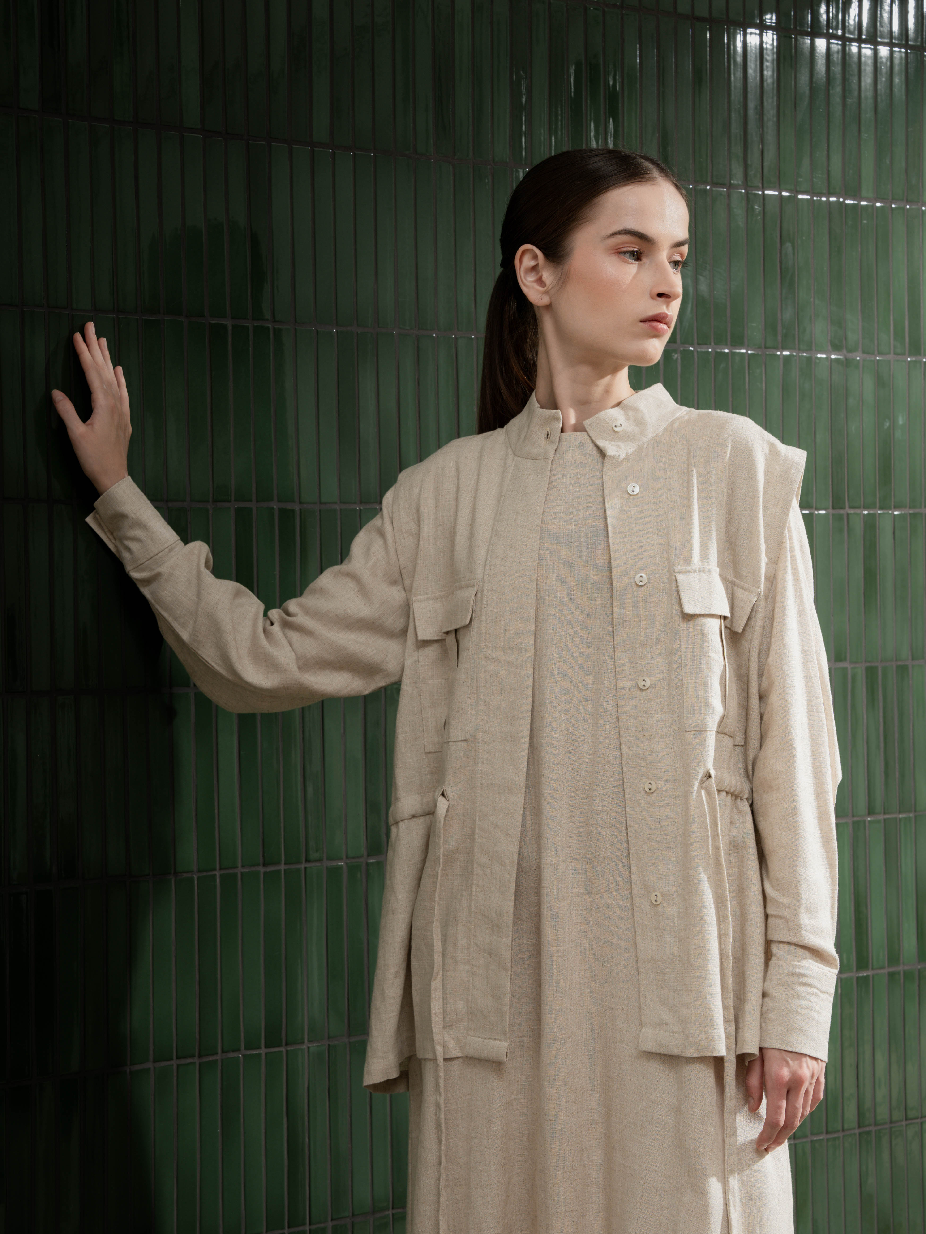 Roe Dress Set Vest Creme