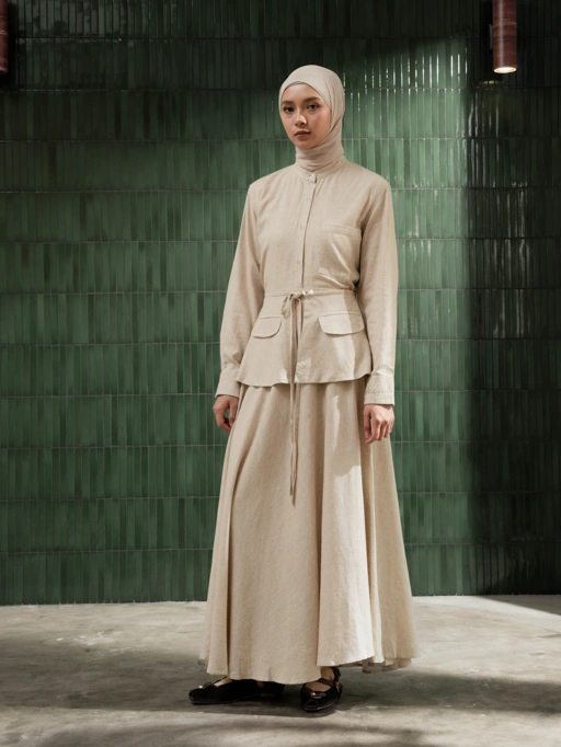 Image of Reyka Apron Skirt Creme