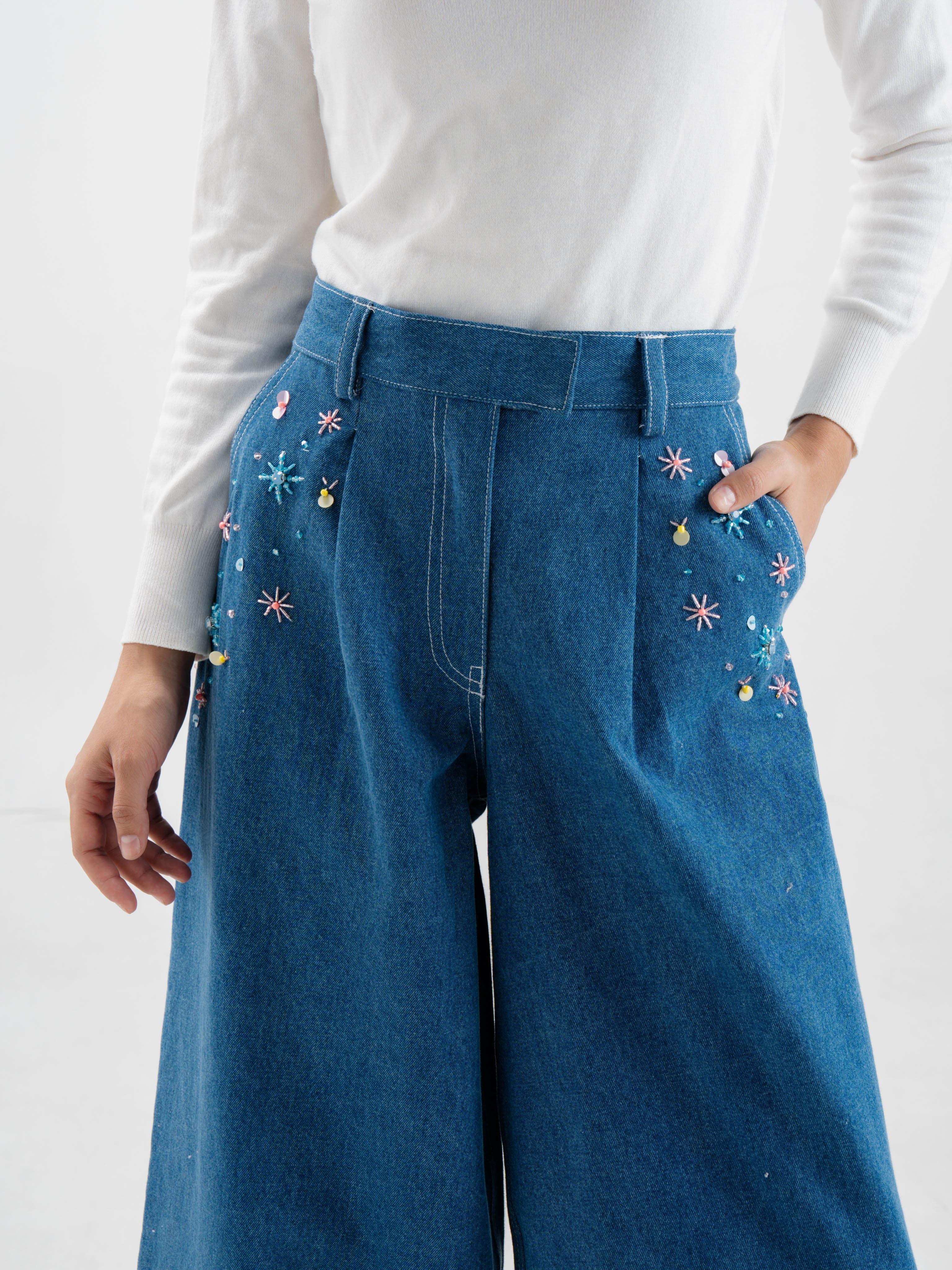 Kamia Palazzo Denim Blue Denim