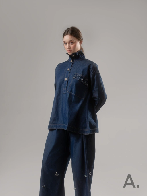 Image of Caline Top Blue Denim