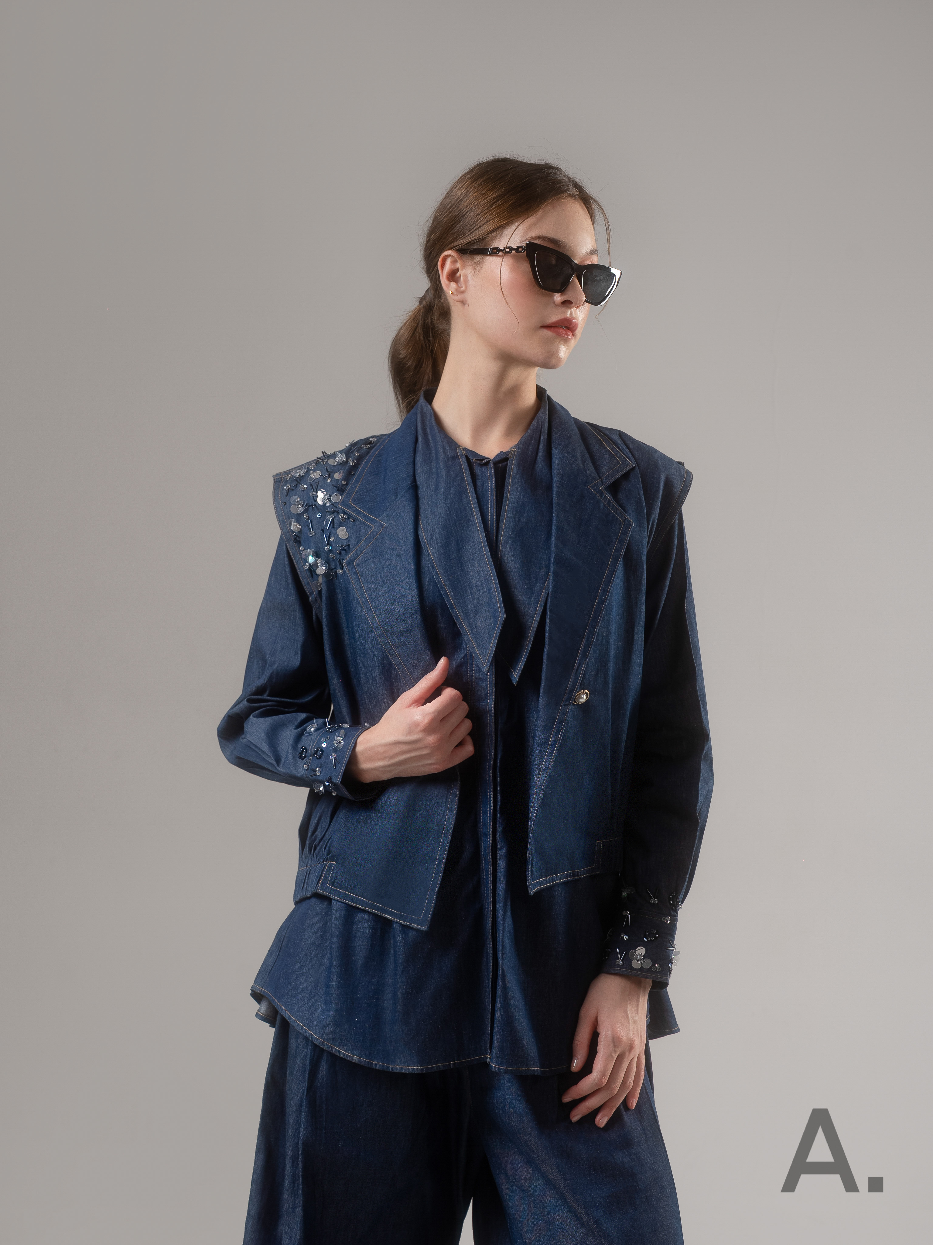Camillie Vest Blue Denim