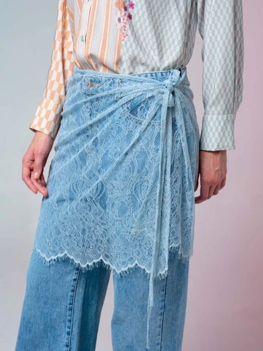 Image of Bian Apron Lace Aqua Blue