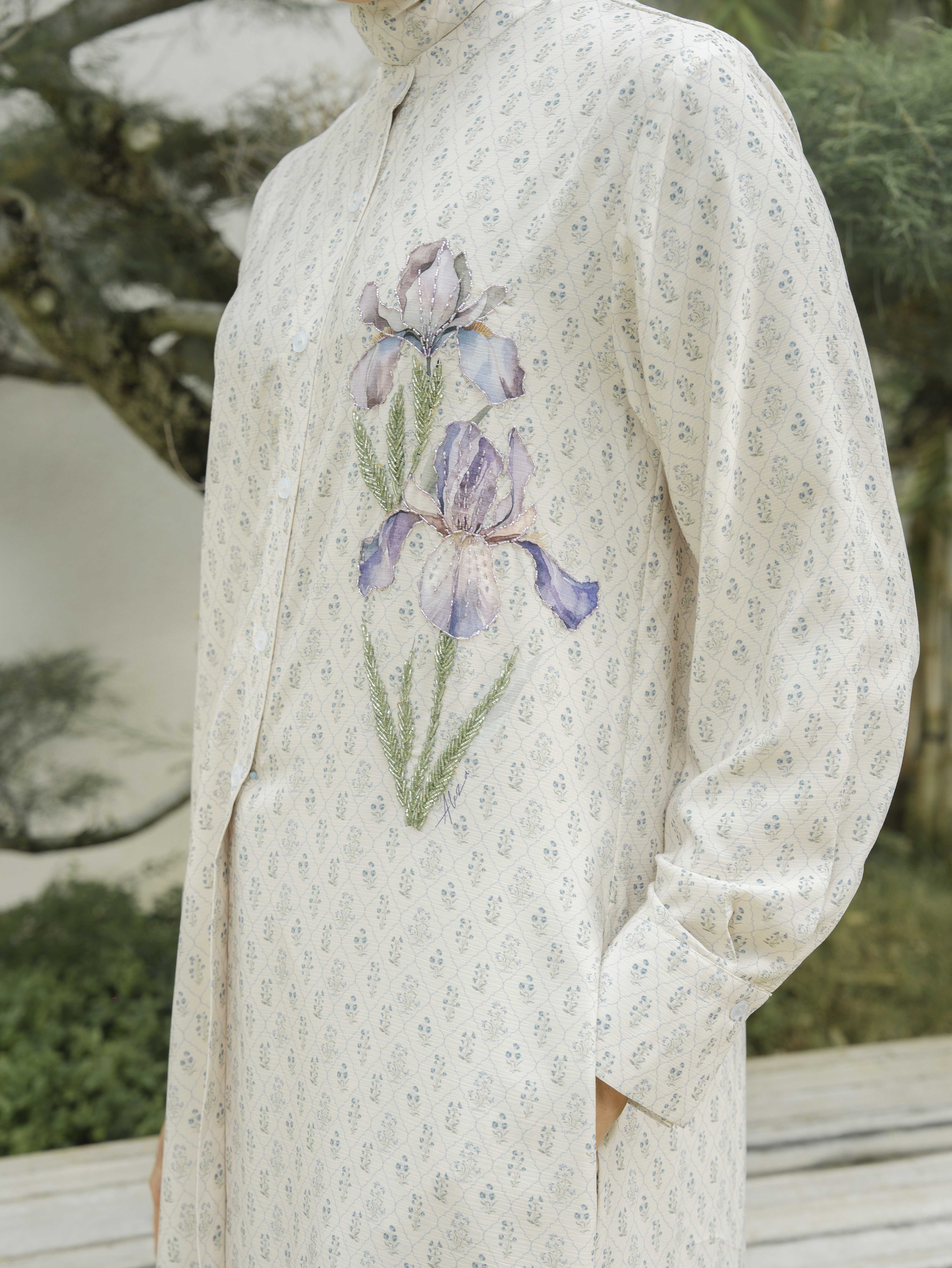 Rhea Tunic with beading Creme