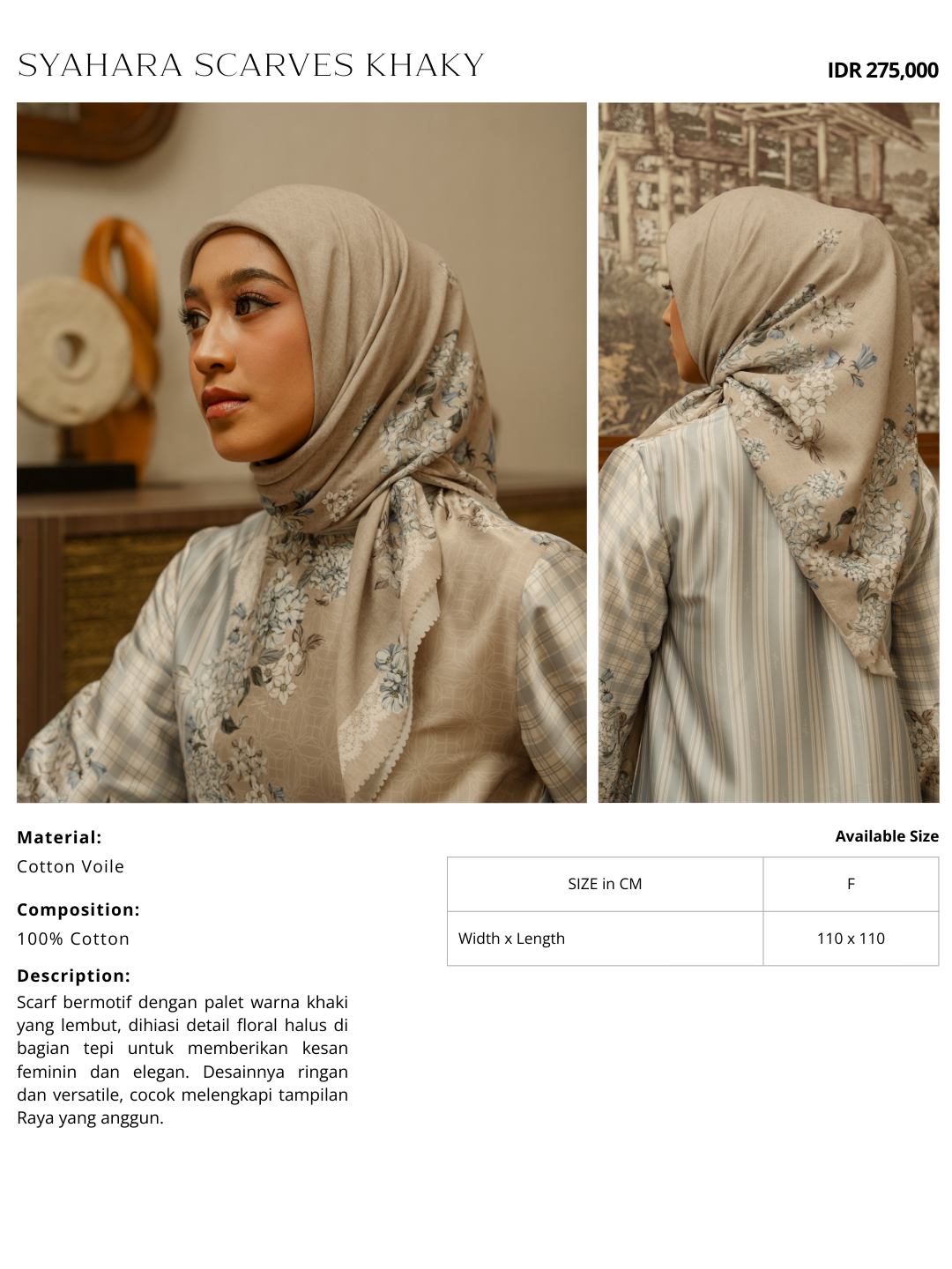 Syahara Scarves Khaky