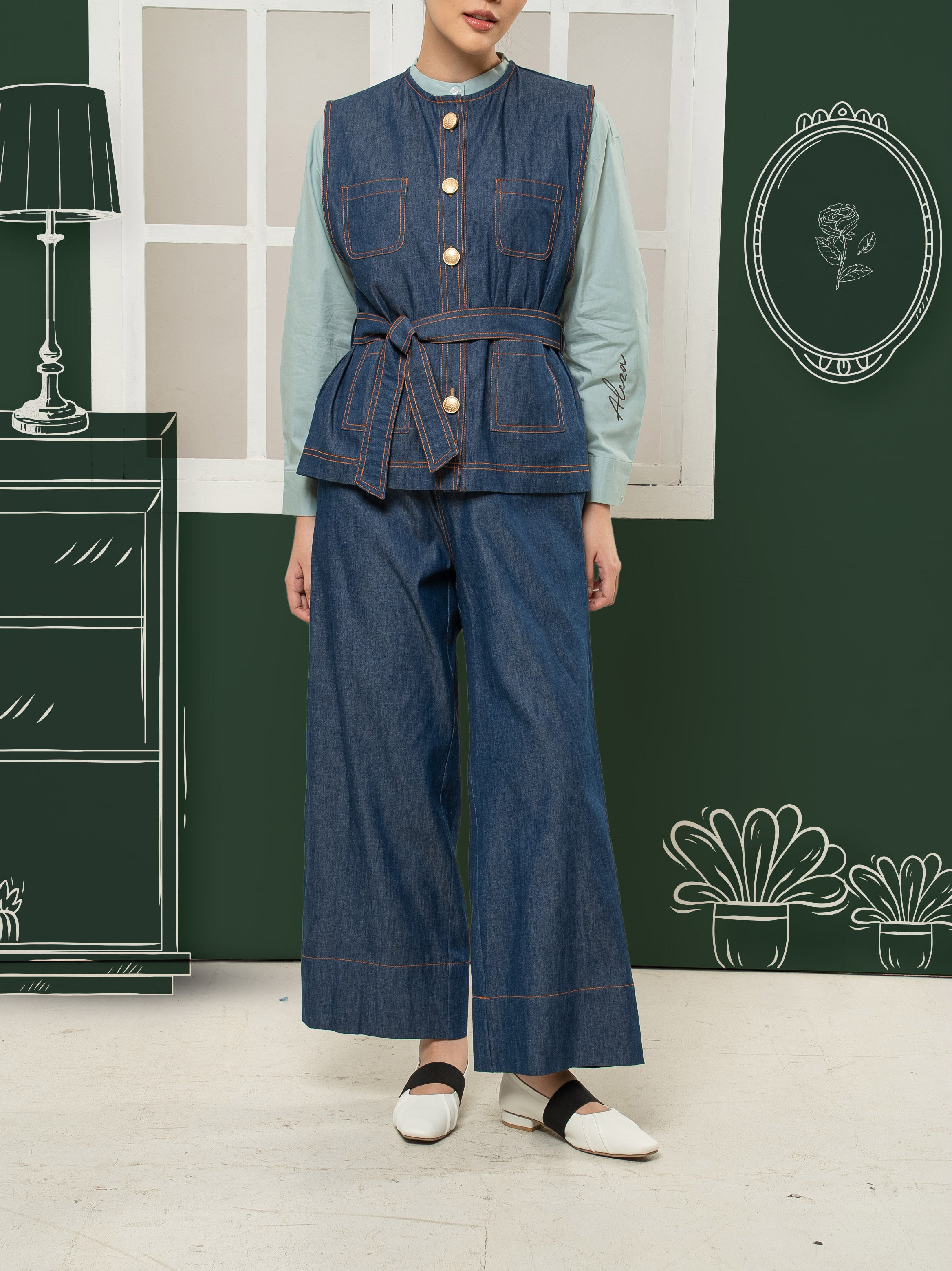 Vina Denim Pants  Navy
