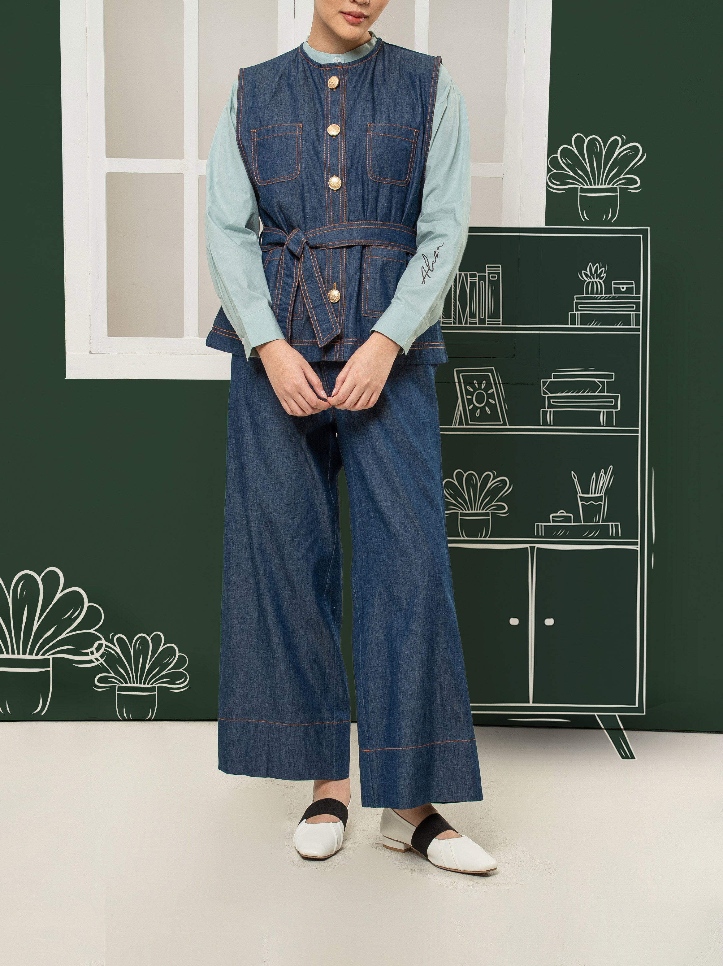 Vina Denim Pants  Navy