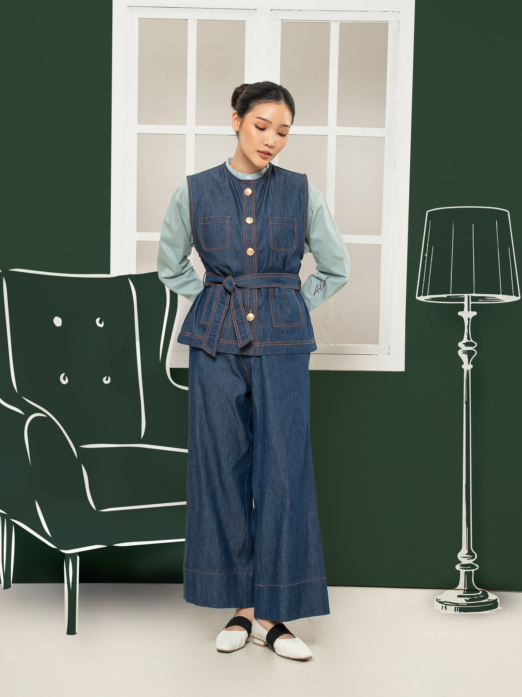 Vina Denim Pants  Navy