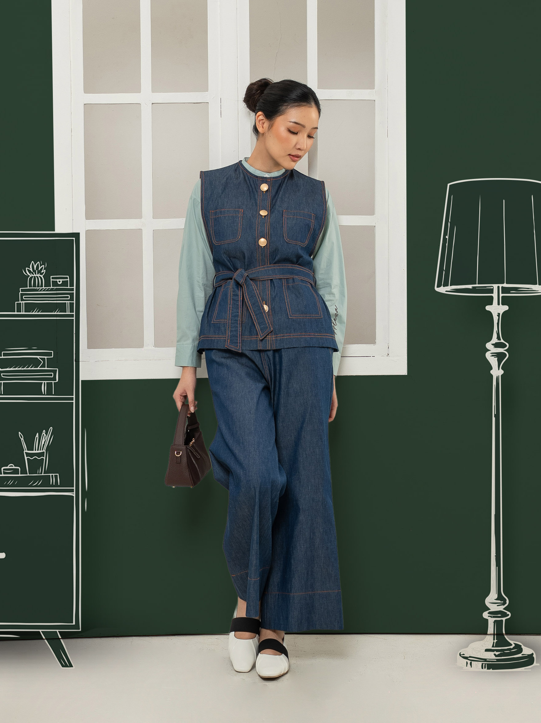 Via Denim Vest Navy