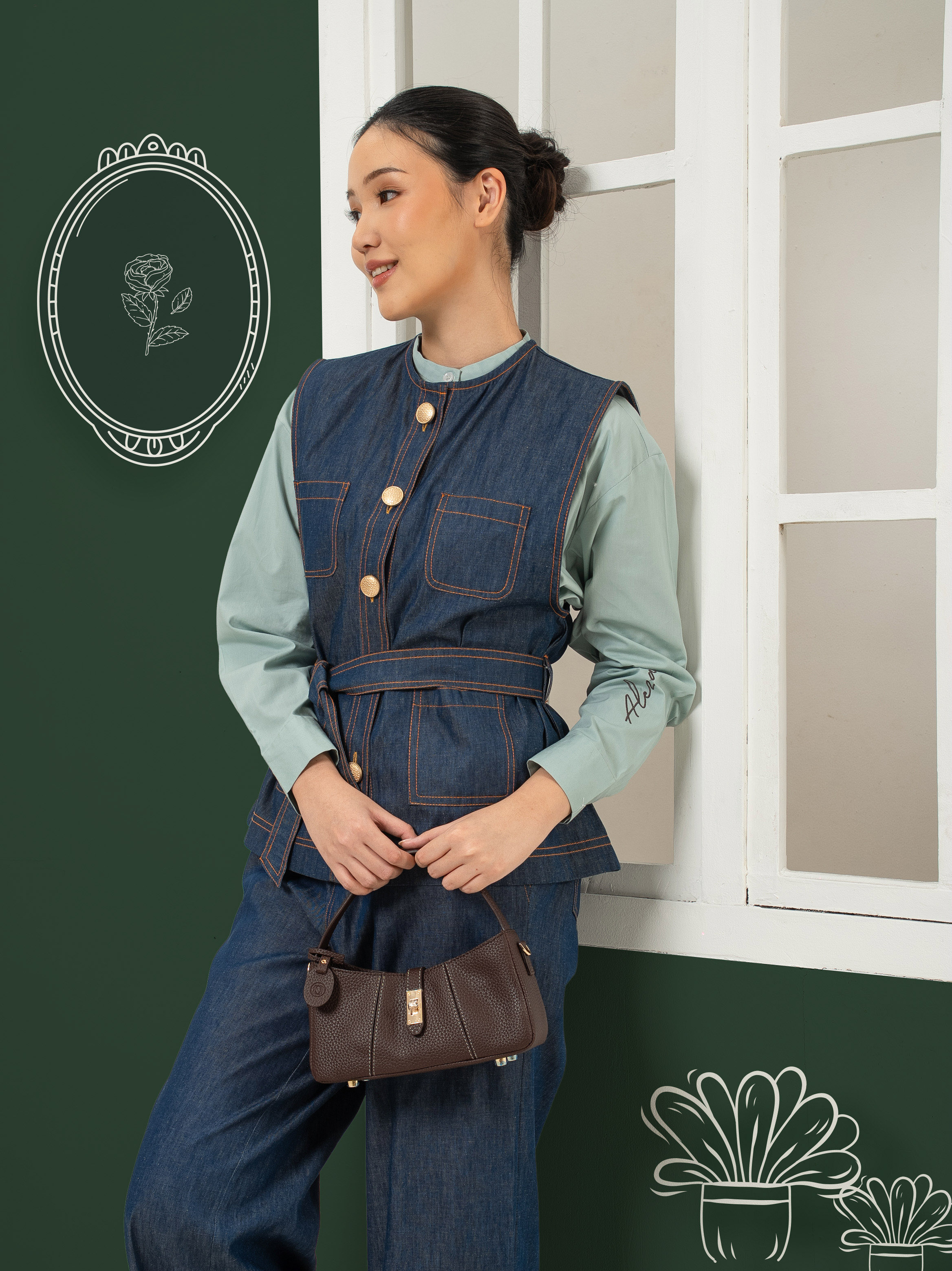 Via Denim Vest Navy