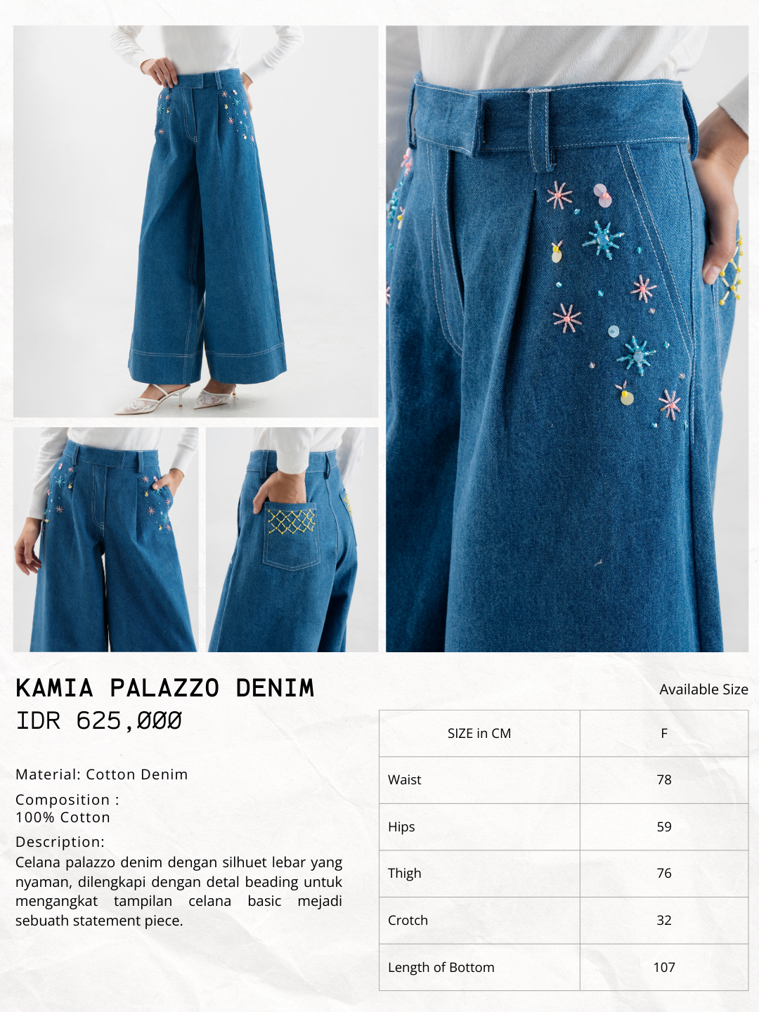 Kamia Palazzo Denim Blue Denim
