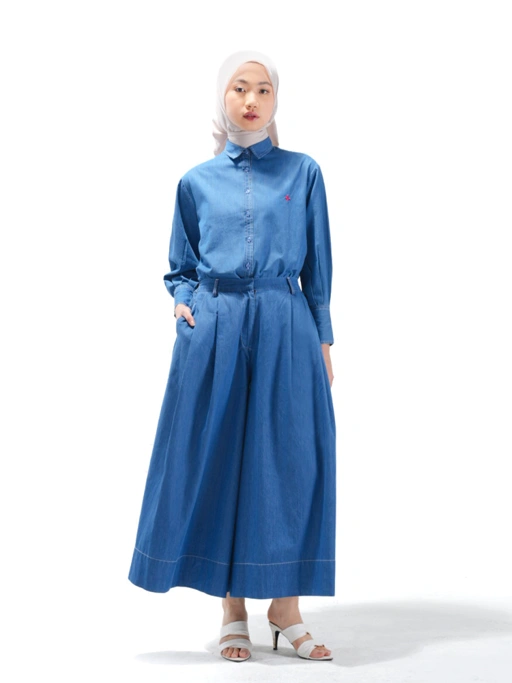 Image of Vixy Cullotes Denim Light Blue