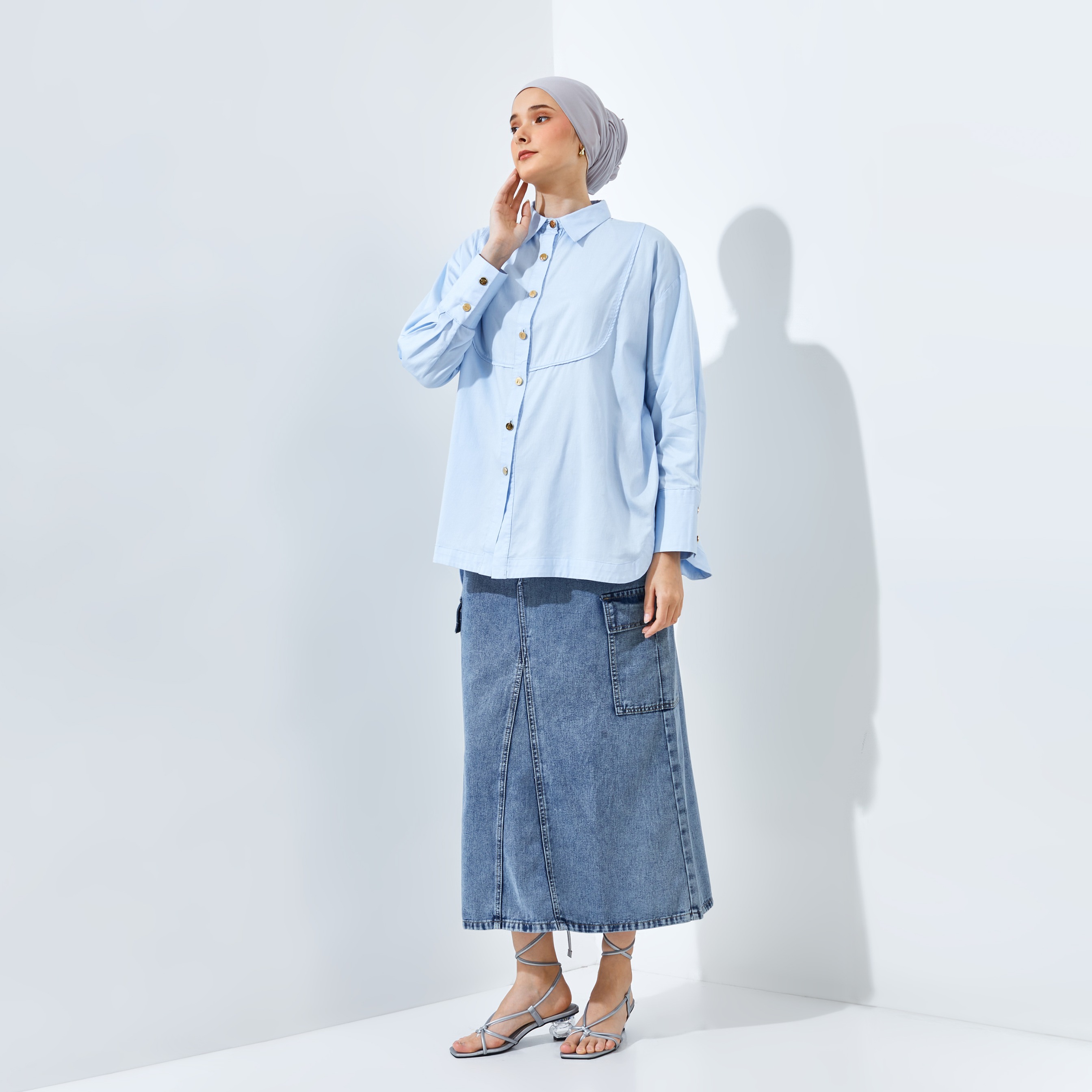 Xian Denim Skirt Blue
