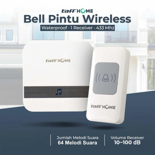 TaffHOME Bell Pintu Wireless Doorbell Melodi Menarik, Jarak 150 M, Anti Air, Mudah Instal