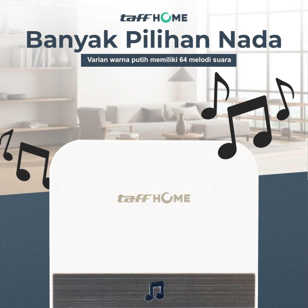 TaffHOME Bell Pintu Wireless Doorbell Melodi Menarik, Jarak 150 M, Anti Air, Mudah Instal