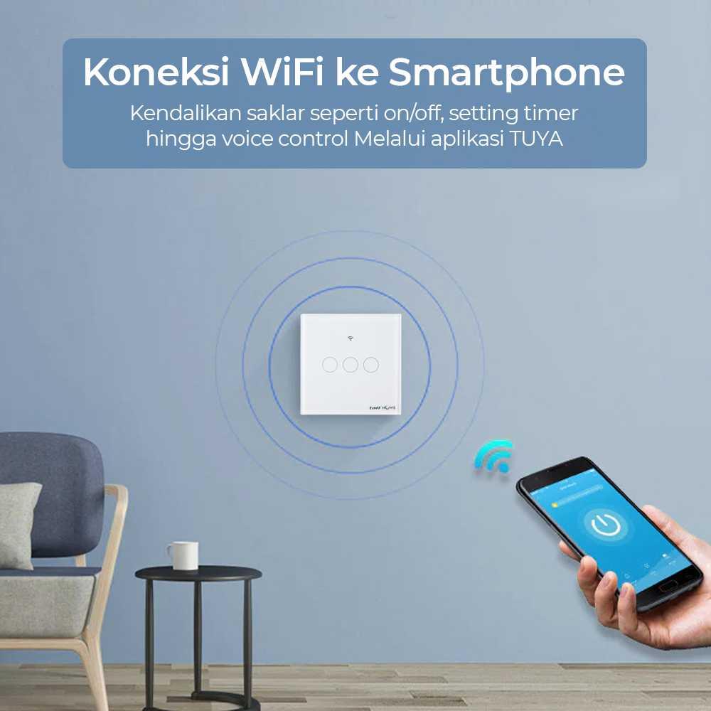 TaffHOME Saklar Lampu Wireless WiFi RF Smart Home WHK05 Kontrol Lampu Lebih Mudah dan Fleksibel, Desain Futuristik