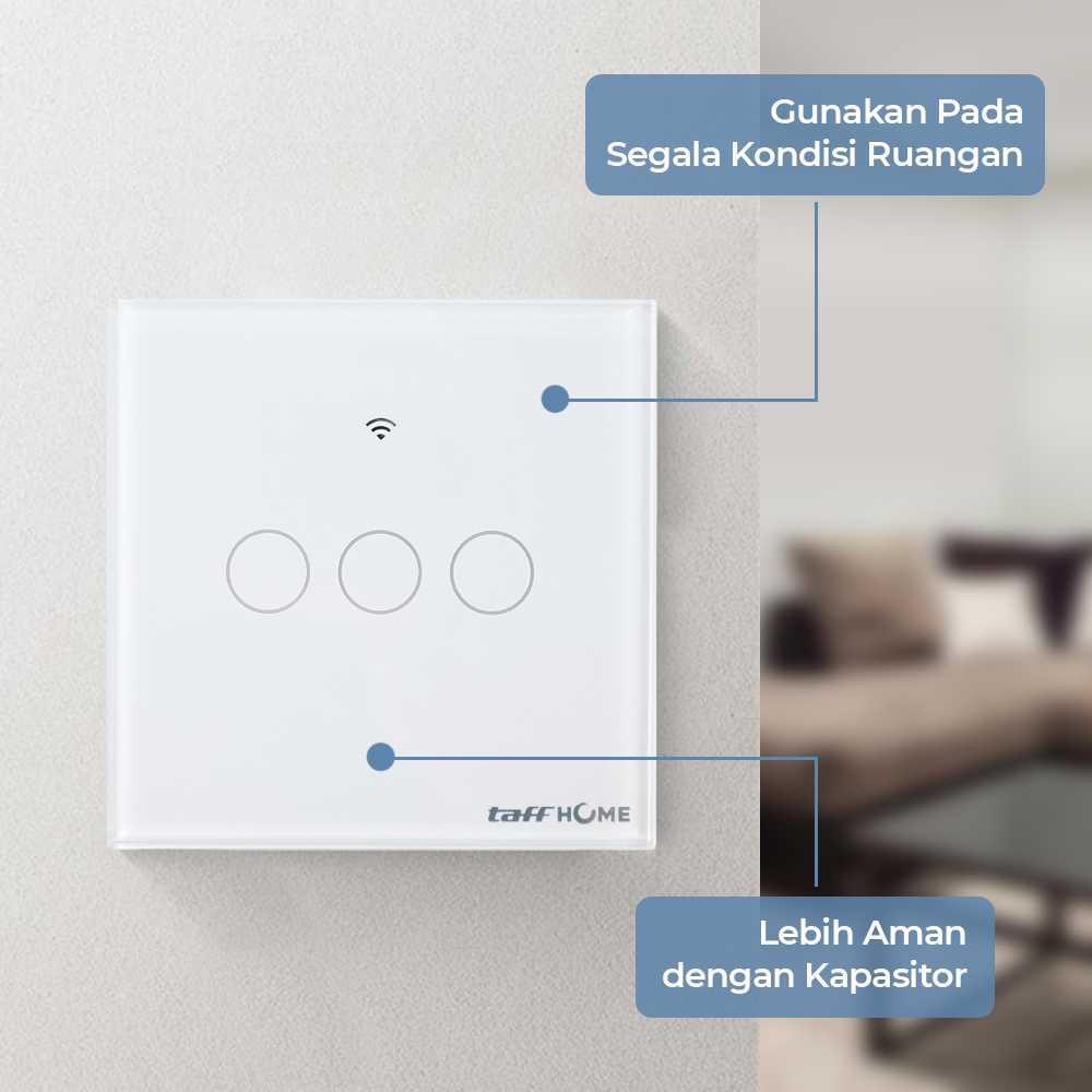 TaffHOME Saklar Lampu Wireless WiFi RF Smart Home WHK05 Kontrol Lampu Lebih Mudah dan Fleksibel, Desain Futuristik