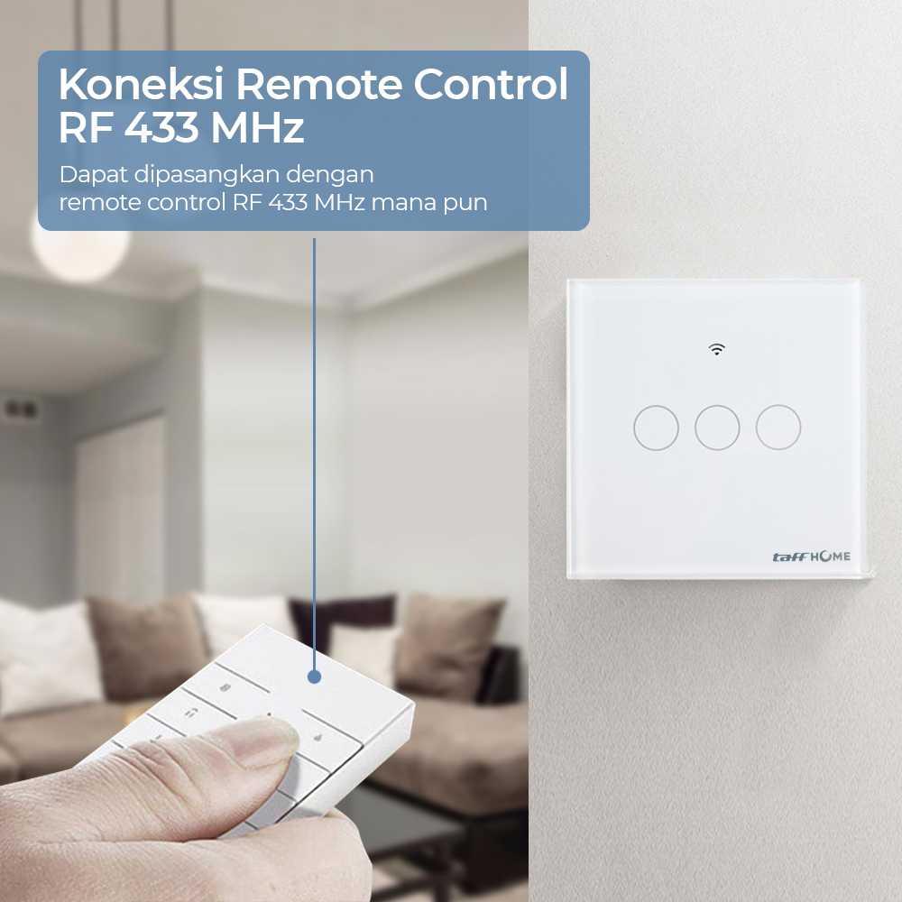 TaffHOME Saklar Lampu Wireless WiFi RF Smart Home WHK05 Kontrol Lampu Lebih Mudah dan Fleksibel, Desain Futuristik