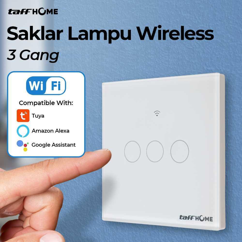 TaffHOME Saklar Lampu Wireless WiFi RF Smart Home WHK05 Kontrol Lampu Lebih Mudah dan Fleksibel, Desain Futuristik