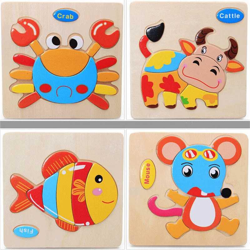 Wooden Puzzle 3D Anak Kayu Educational Toys - Fun Learning, Cute Characters
