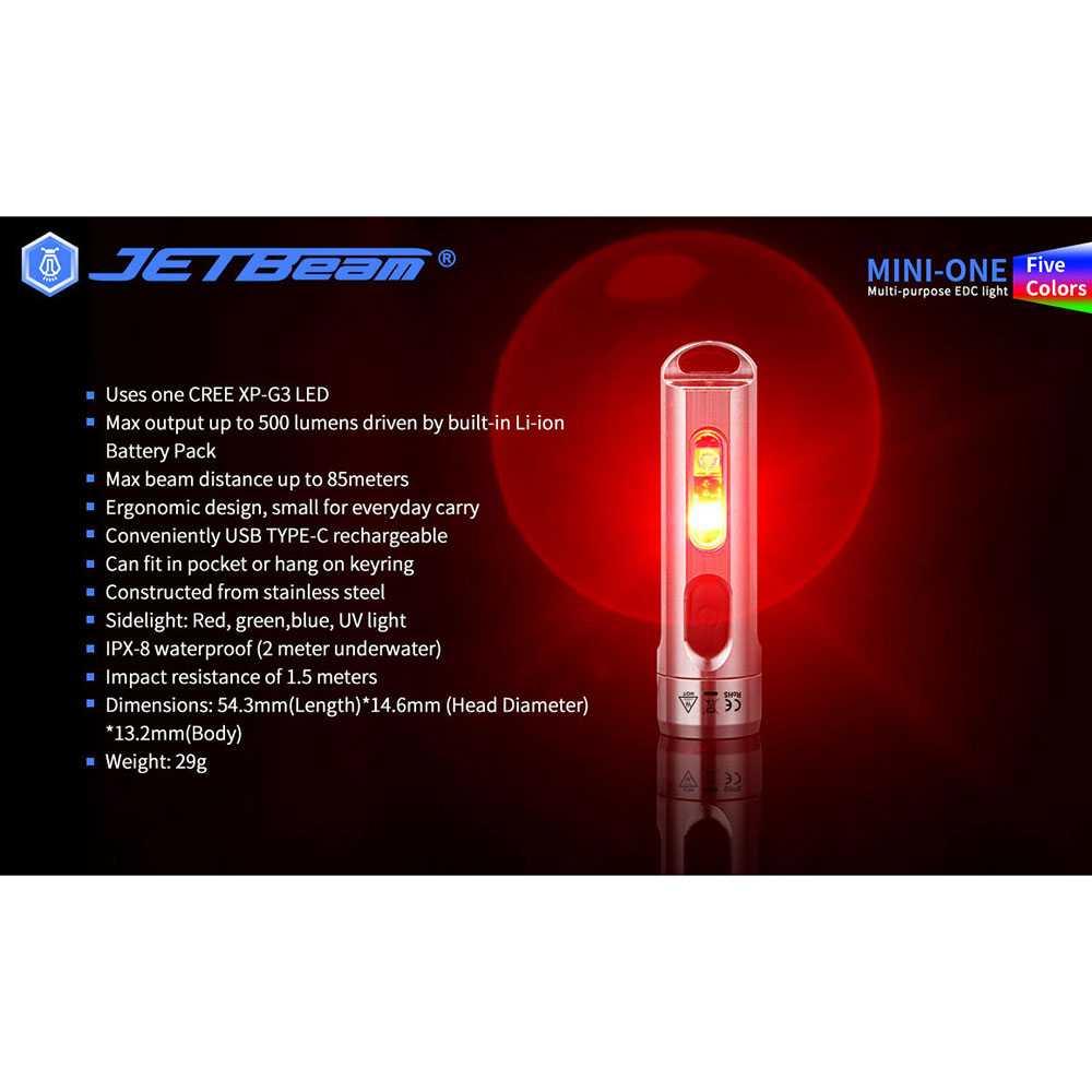 JETBeam Niteye Mini One Senter LED Cree XP-G3 - Cahaya 500 Lumens, Multifungsi