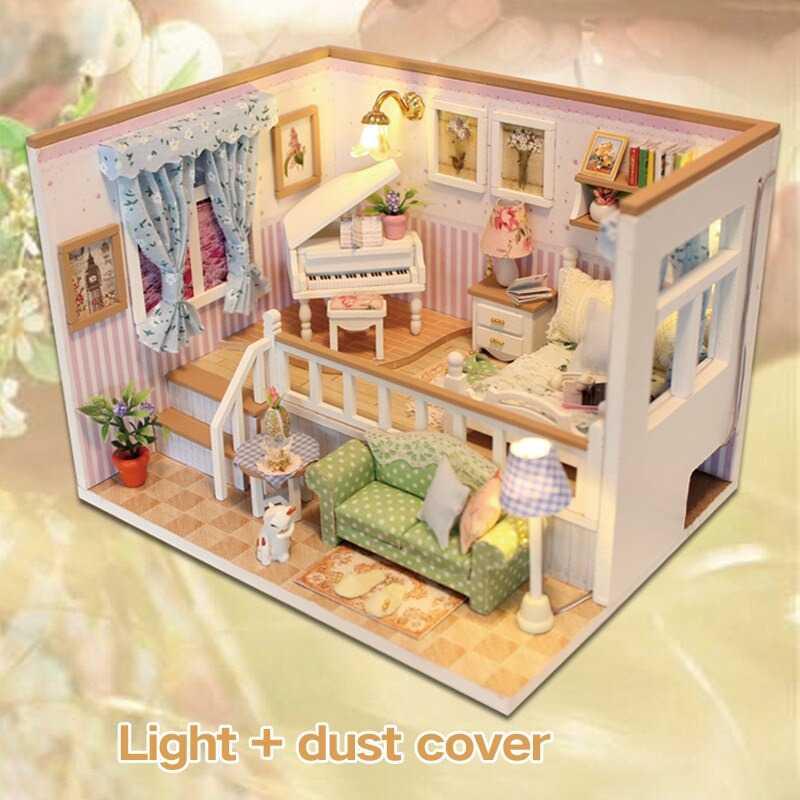 HONGDA Sylvanian Room Miniatur Rumah Boneka 3D DIY 1:24 with Cover - M026, Kreativitas Anak Terpancing, Dekorasi Unik - Miniatur Berkualitas