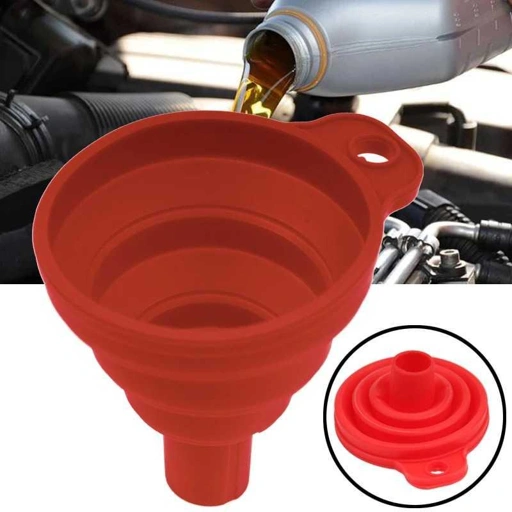 Carzkool Corong Lipat Air Minyak Oli Collapsible Silicone Funnel Memudahkan Pemindahan Cairan, Ringkas untuk Dibawa
