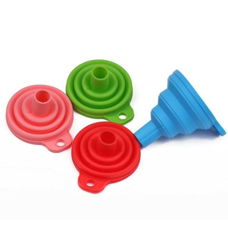 Carzkool Corong Lipat Air Minyak Oli Collapsible Silicone Funnel Memudahkan Pemindahan Cairan, Ringkas untuk Dibawa