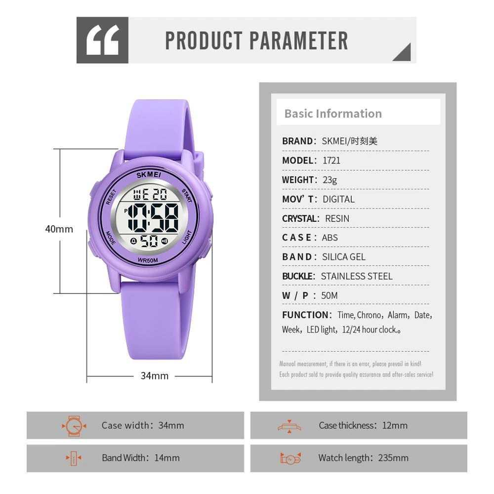 SKMEI Kids Jam Tangan Digital Anak Anti Air 50M - 1721, Desain Lucu, Nyaman, Aman