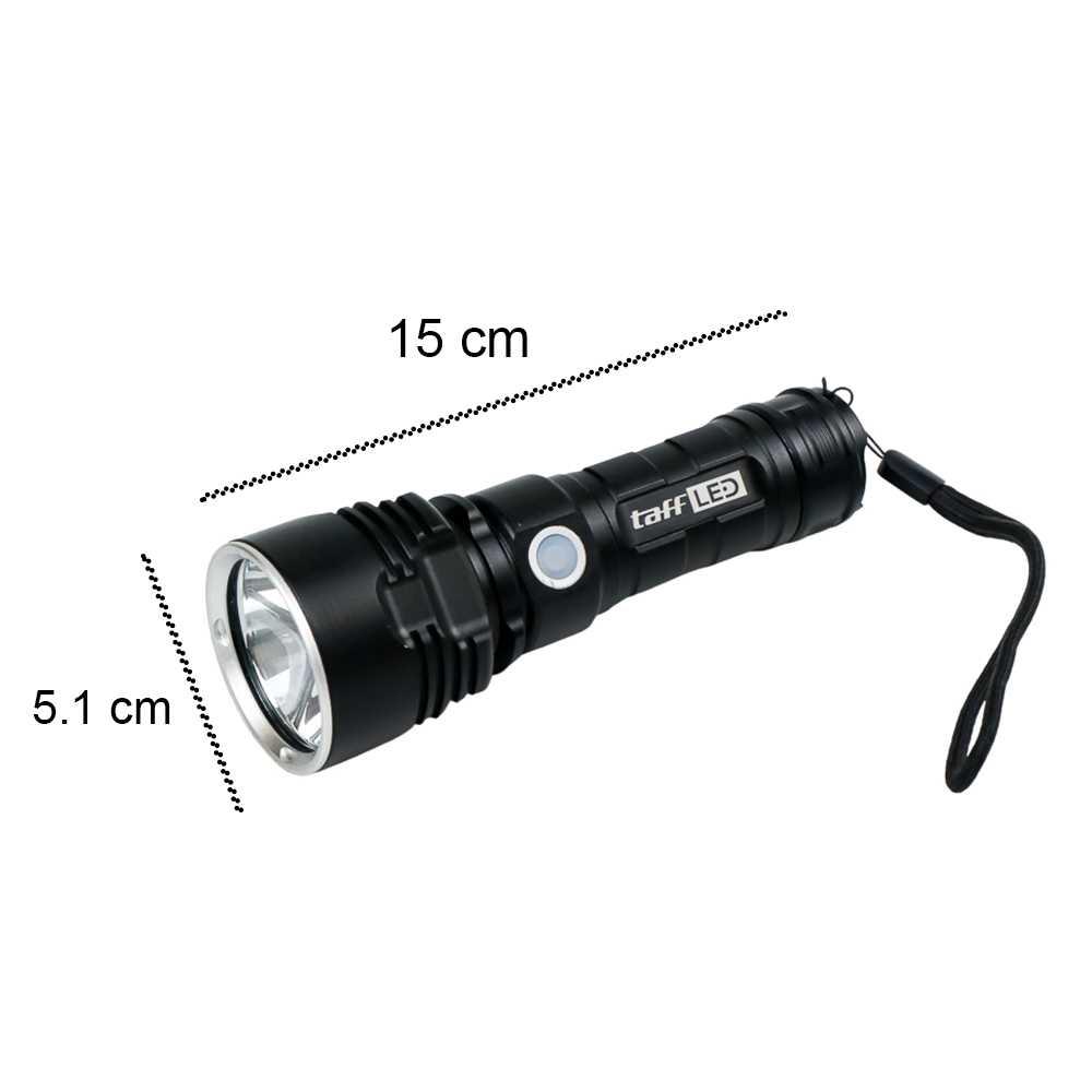 TaffLED Senter LED XML-L2 USB Rechargeable Cahaya Terang 1000 Lumens, Long Range 1000 M