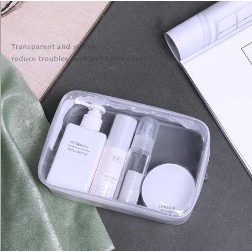 MACROUPTA Tas Kosmetik Travel Portable Bag - Kapasitas Luas, Desain Simpel - Bawa Semua Perlengkapan dengan Mudah, Transparan