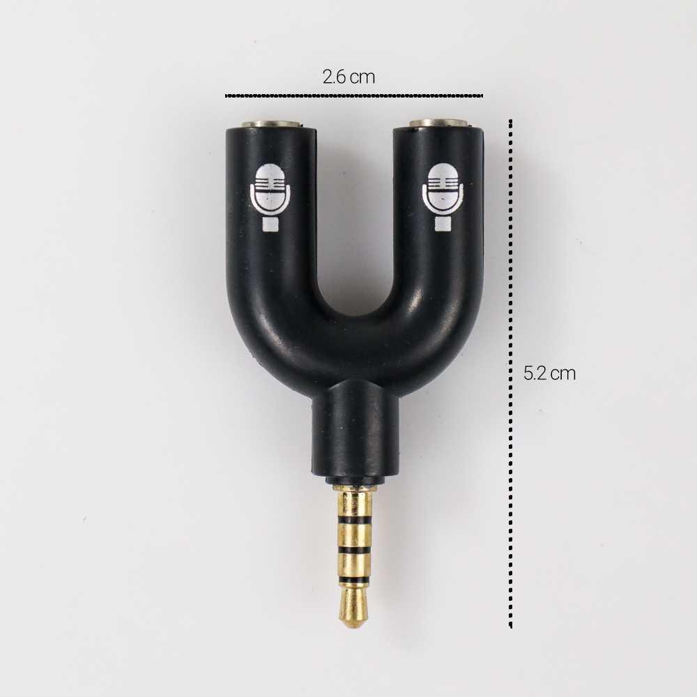 Overfly Splitter Audio Shape U 3.5mm ke Mic dan Mic - K0650, Splitter Audio Dual Mic - Kualitas Jernih, Desain Minimalis