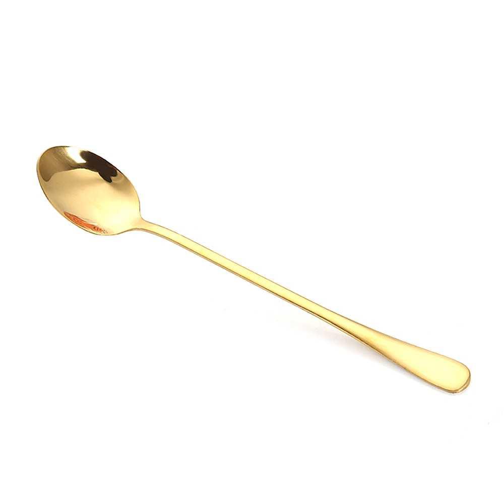 Szpoon Sendok Teh Dessert Gagang Panjang - Memudahkan Pengadukan dan Nikmati Hidangan Penutup, Stainless Steel