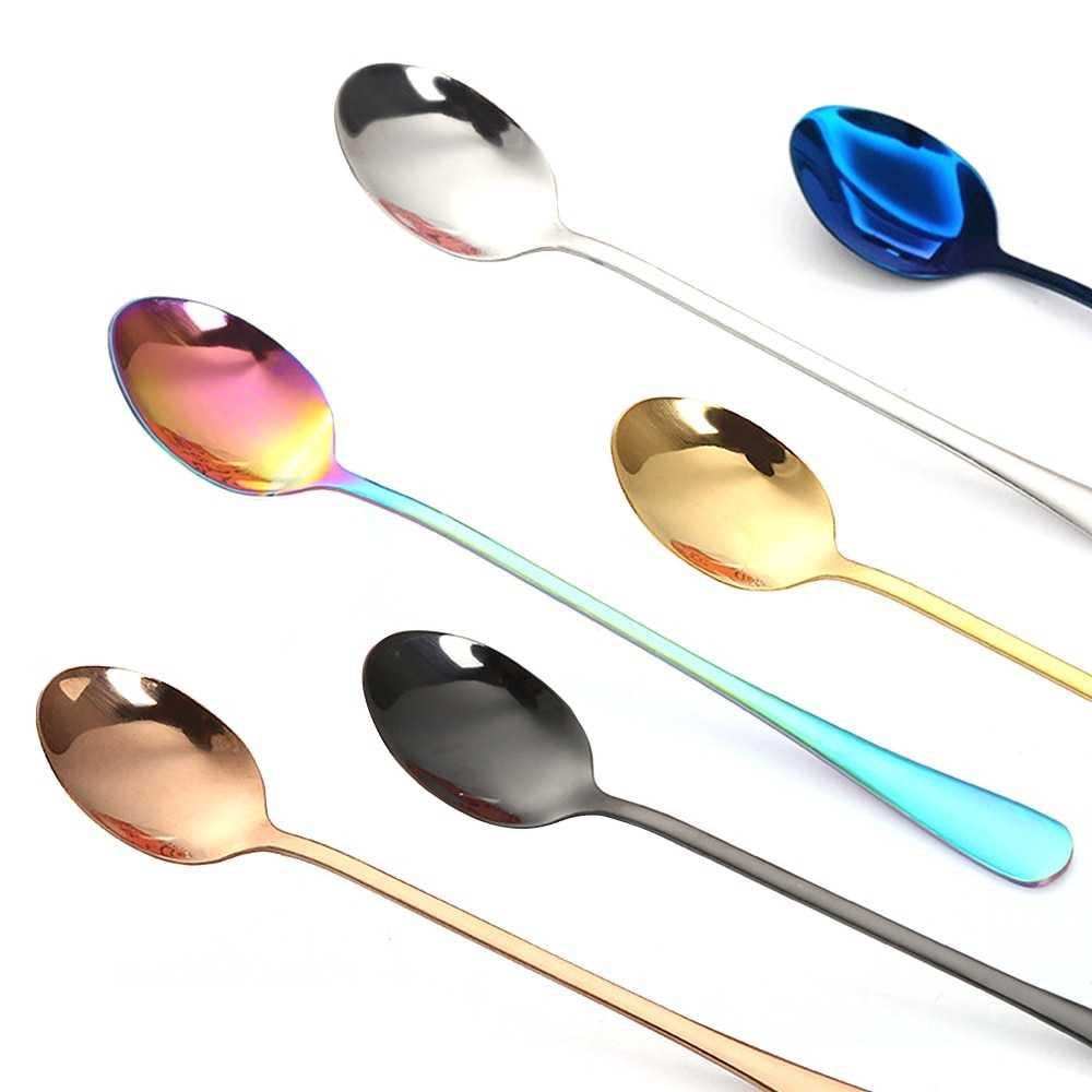 Szpoon Sendok Teh Dessert Gagang Panjang - Memudahkan Pengadukan dan Nikmati Hidangan Penutup, Stainless Steel