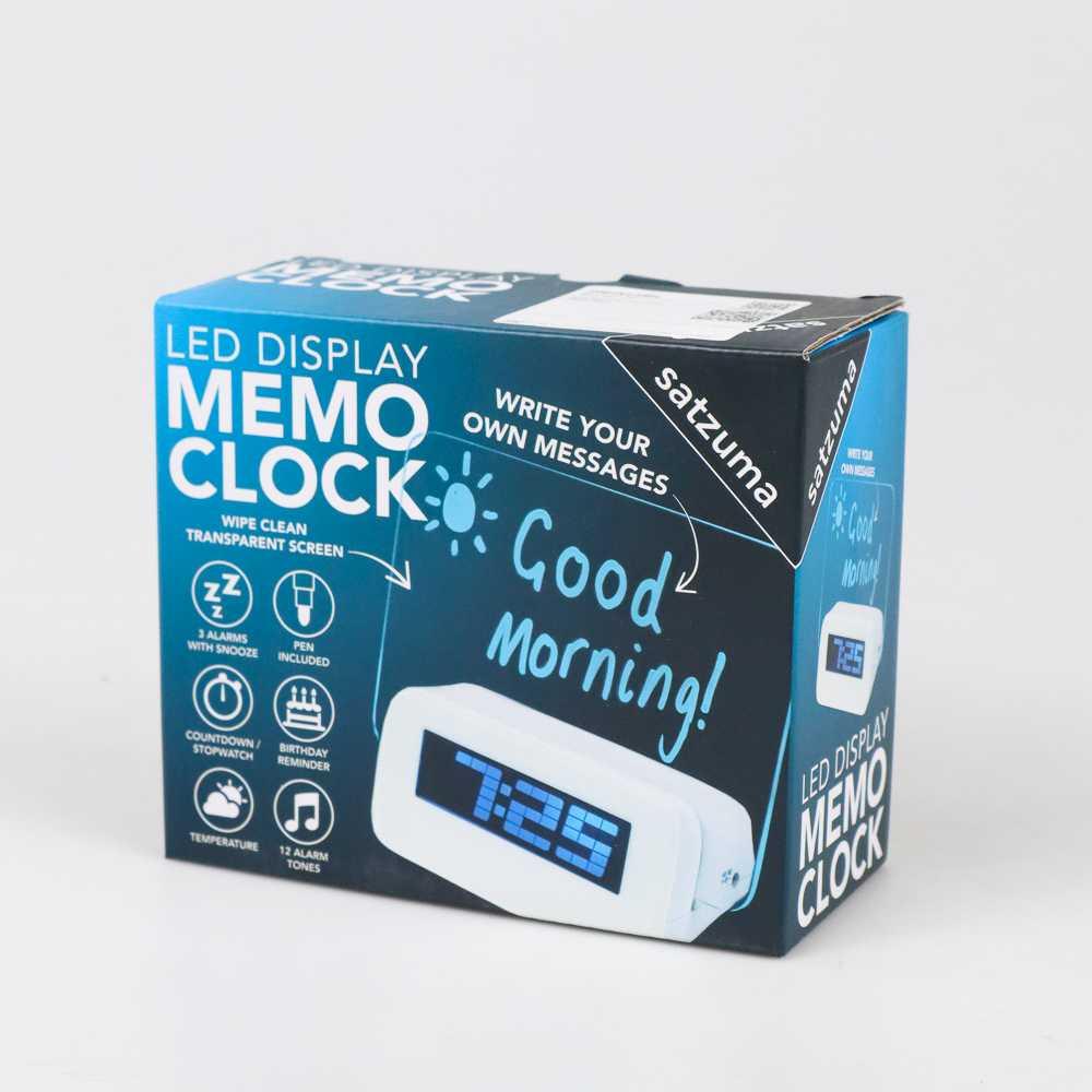 Satzuma Jam Alarm LCD dengan Papan Memo Display Bercahaya - Solusi Praktis Catat Pesan, Alarm, dan Tanggal, Desain Modern