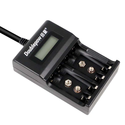 Image of Doublepow Charger Baterai 4 Slot AA AAA 9V Ni-MH Ni-CD with LCD - DP-UK95, Pengisi Daya Baterai Multifungsi IH