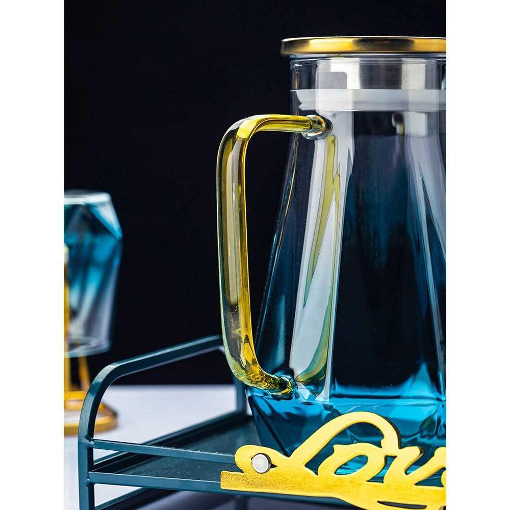 BORREY Teko Pitcher Kaca Tahan Panas - Minuman Hangat & Dingin, Desain Cantik