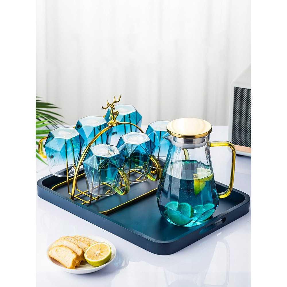 BORREY Teko Pitcher Kaca Tahan Panas - Minuman Hangat & Dingin, Desain Cantik