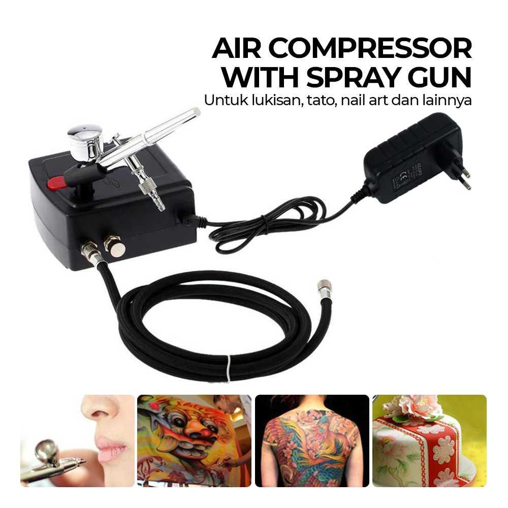 KMOON Air Compressor Tatto Nail Art - Mini Airbrush Kompresor 35 PSI, Multifungsi - Cocok untuk Body Painting dan Nail Art, Desain Kecil