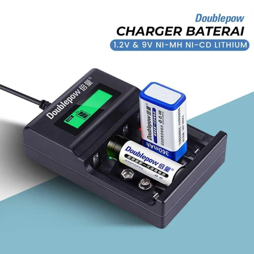Image of Doublepow Charger Baterai 4 Slot AA AAA 9V Ni-MH Ni-CD with LCD - DP-UK95, Pengisi Daya Baterai Multifungsi IH