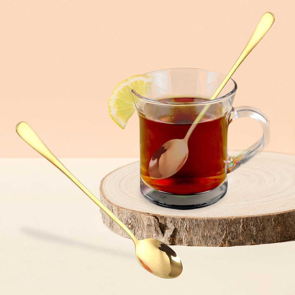 Szpoon Sendok Teh Dessert Gagang Panjang - Memudahkan Pengadukan dan Nikmati Hidangan Penutup, Stainless Steel