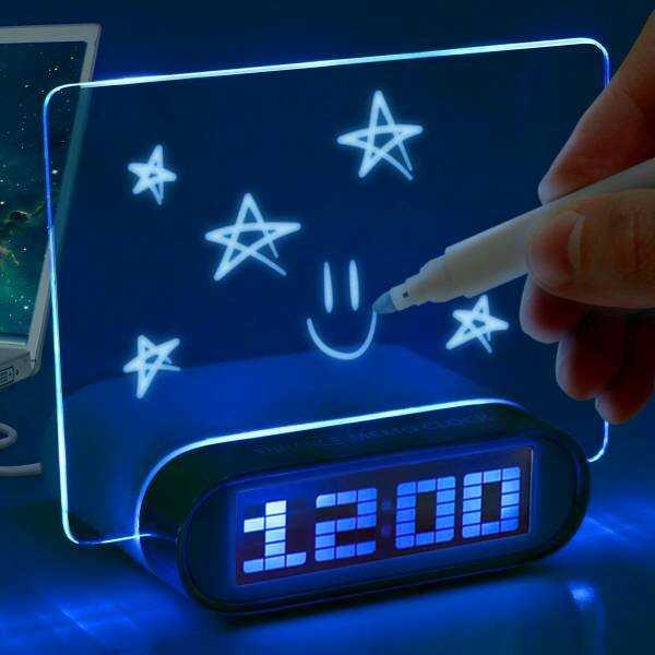 Satzuma Jam Alarm LCD dengan Papan Memo Display Bercahaya - Solusi Praktis Catat Pesan, Alarm, dan Tanggal, Desain Modern